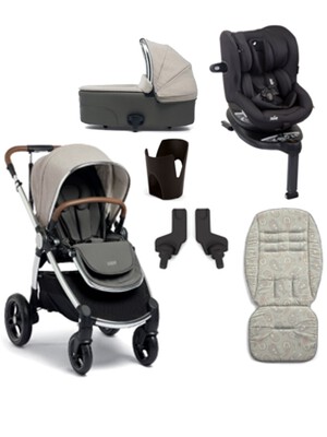 Ocarro 6 Piece Essentials Bundle Heritage with Joie i-Spin 360 i-Size Car Seat Coal